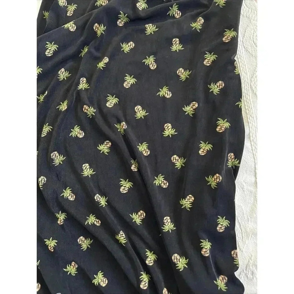 Vintage Pineapple Print Coldwater Creek black stretch Maxi Dress USA Made Sz M - Picture 7 of 9